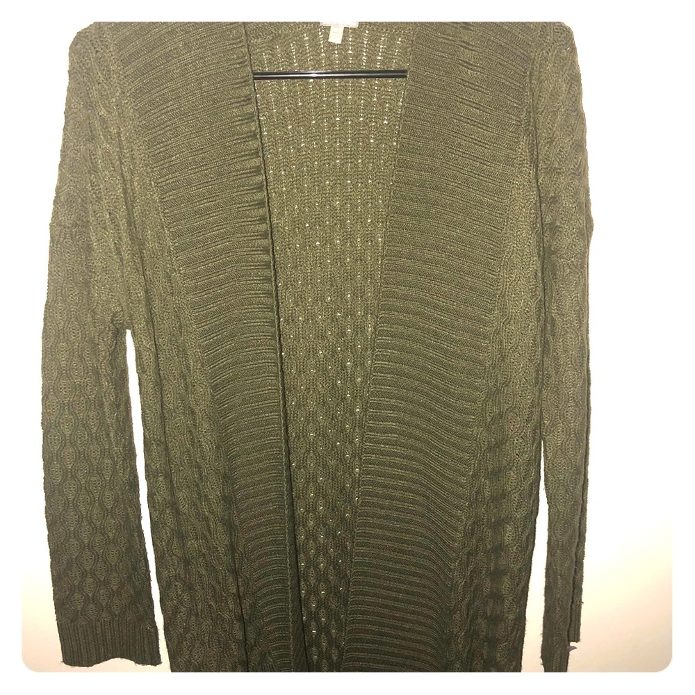 NWOT Long Olive Green Cardigan